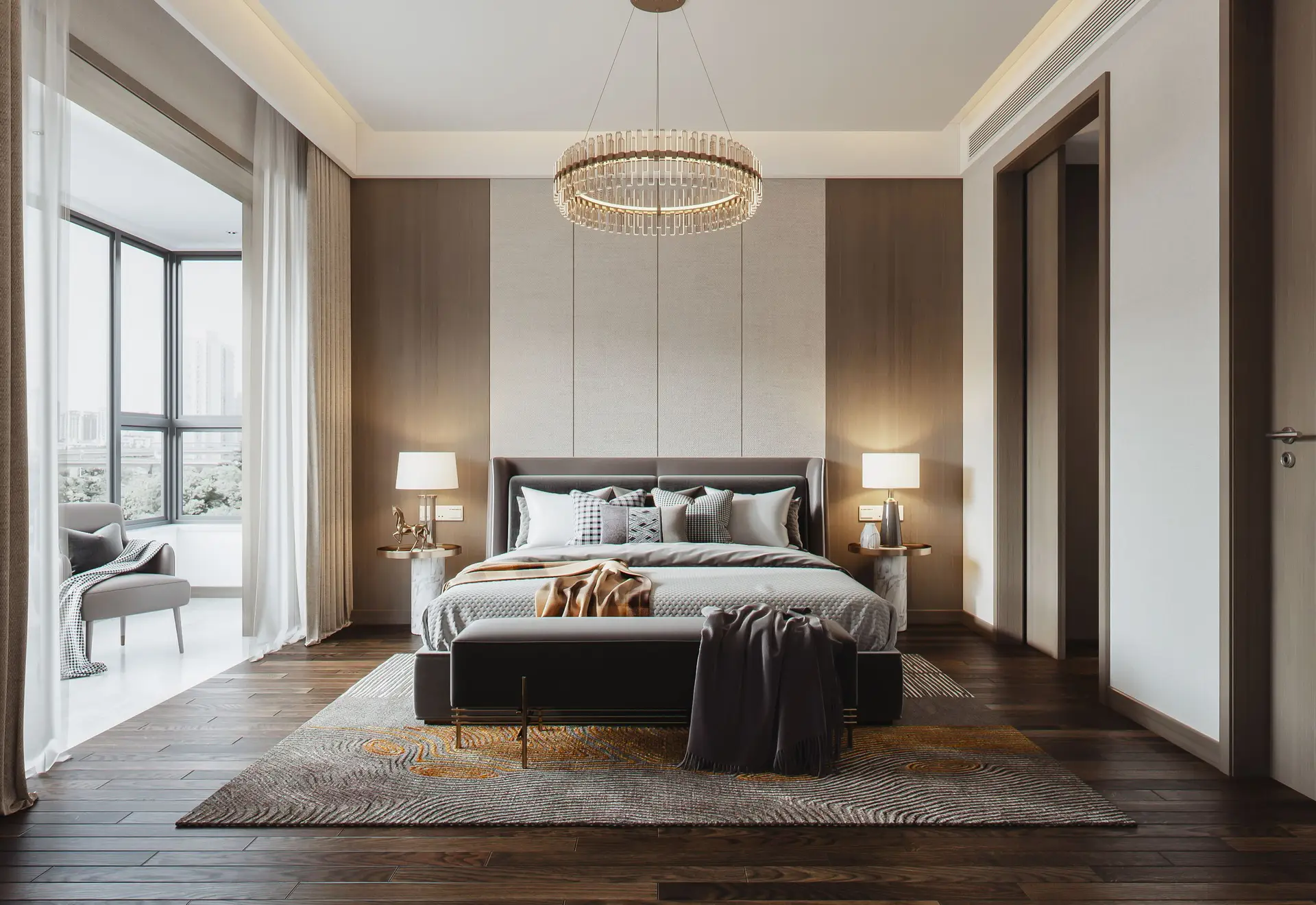 Elegantes Hotelzimmer mit Panoramafenster